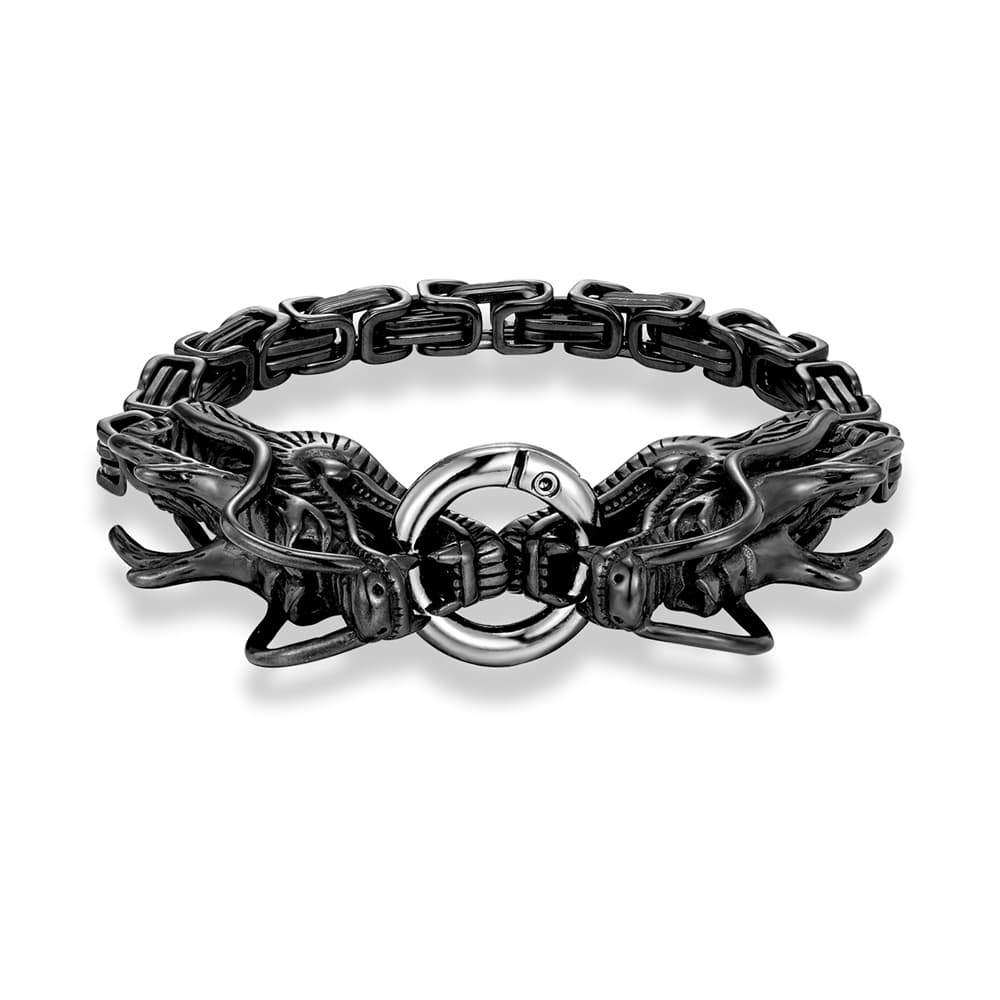 Bracelet viking dragon noir - 19cm
