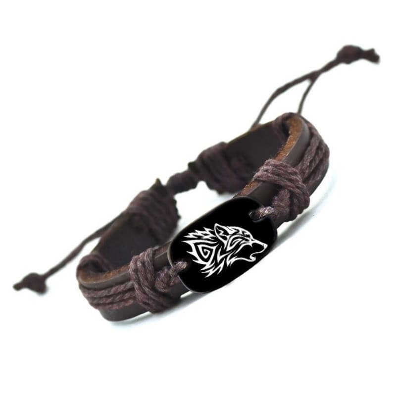 Bracelet viking en corde loup