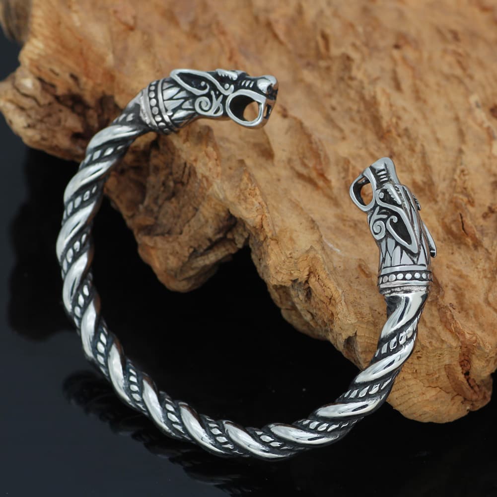 Bracelet viking têtes de Fenrir