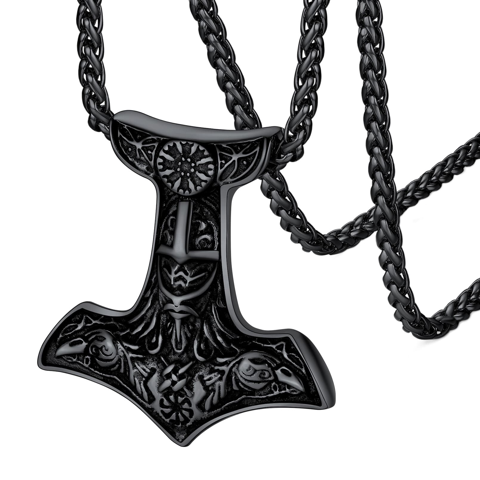 Collier Viking Ancre d'Odin noir