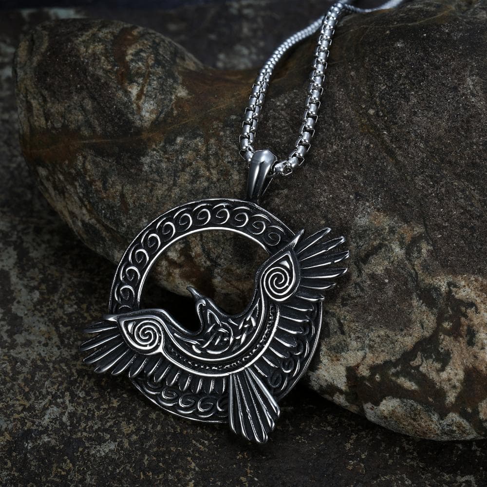 Collier viking aigle volant doré