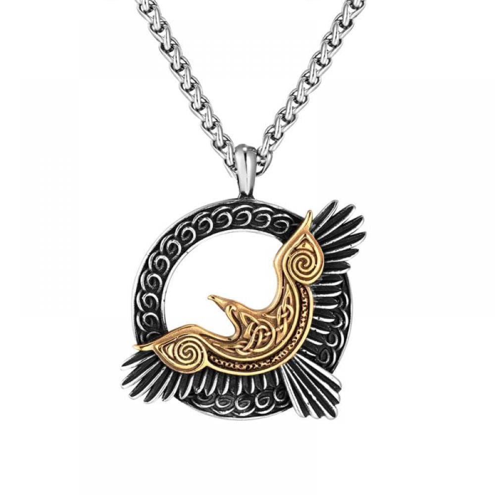Collier viking aigle volant argenté