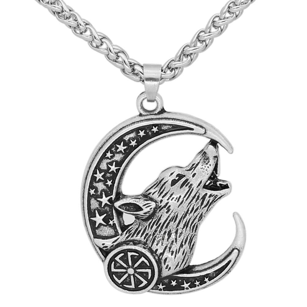 Collier viking loup d'Odin argenté
