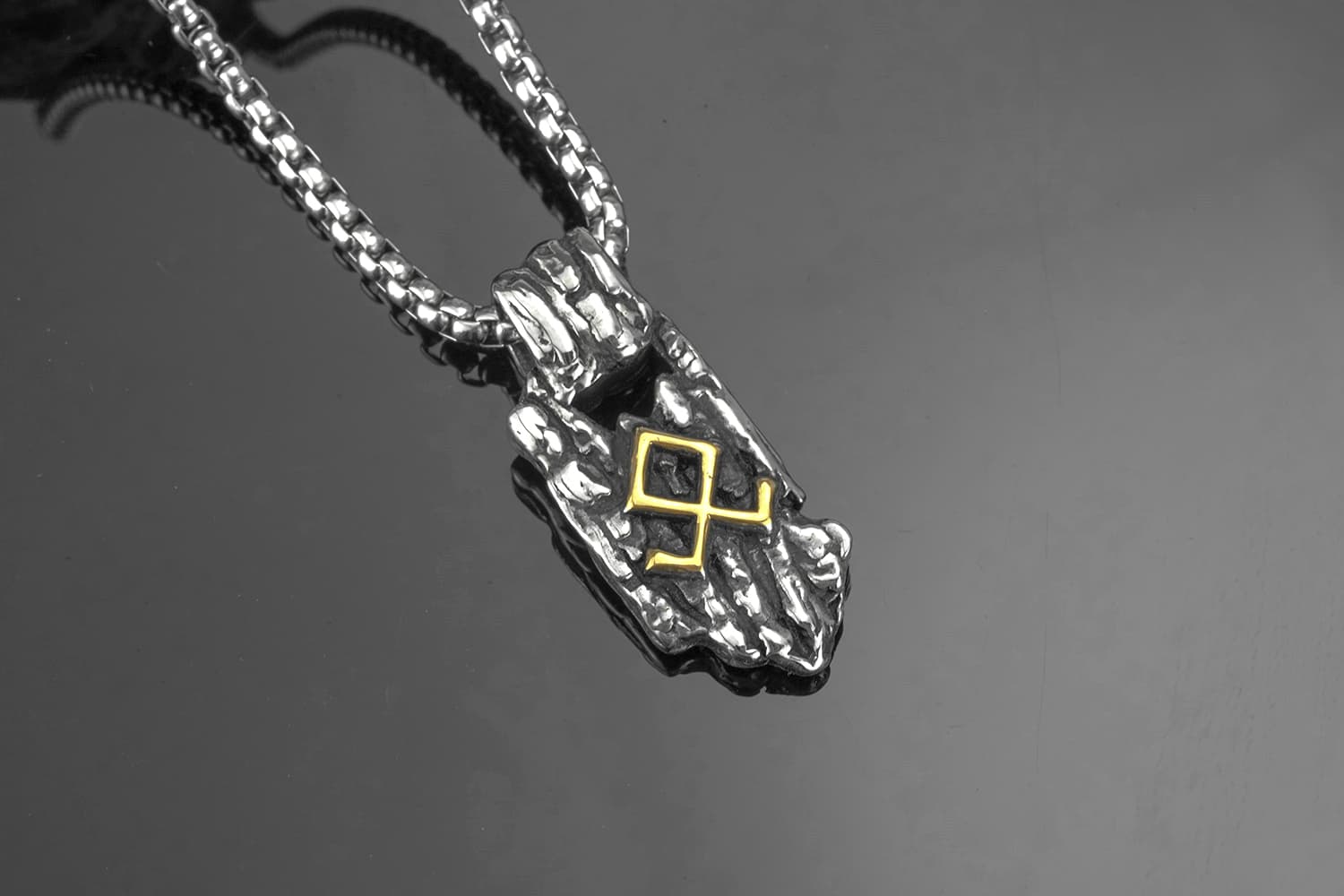 Collier viking rune Othala doré