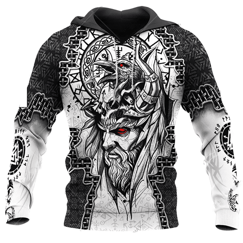 Hoodie viking Regard de corbeau d'Odin - L