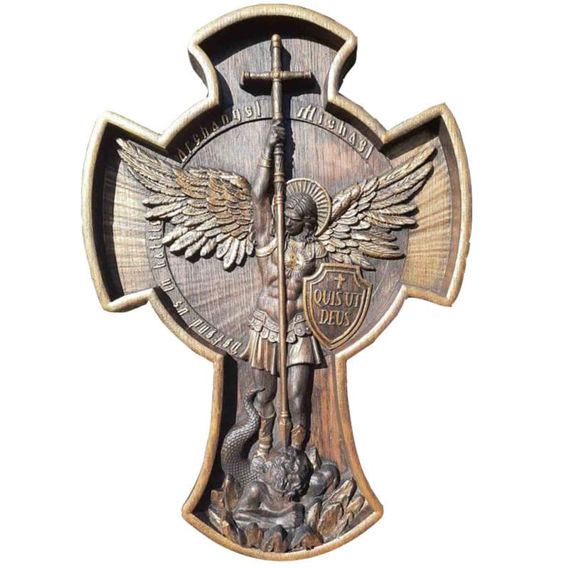 Statuette Viking en bois Croix