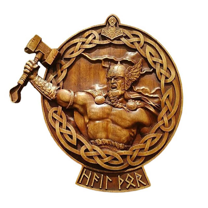 Statuette Viking en bois Thor