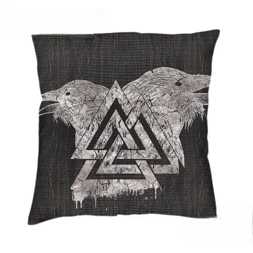 Coussin Viking Valknut et Corbeaux - 40x40cm