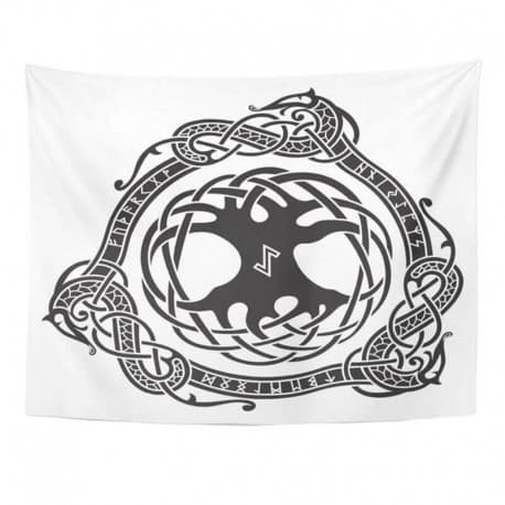 Drapeau Viking Yggdrasil - 150 x 230 cm - Noir