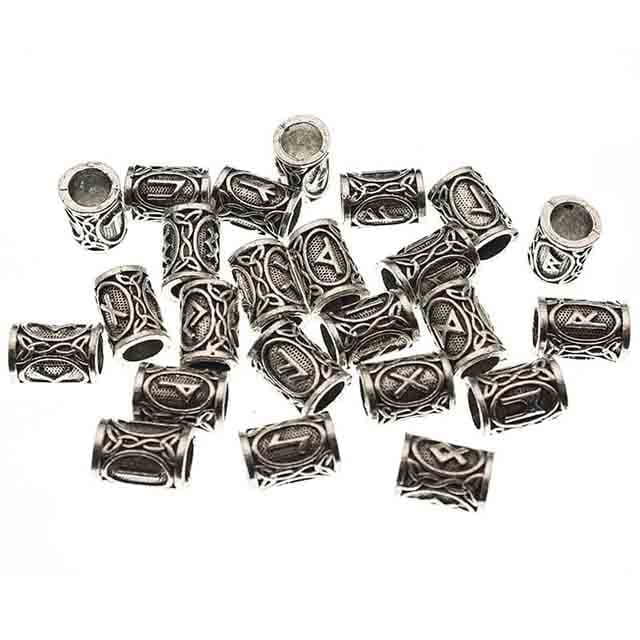 PERLE VIKING - LOT DE 24 RUNES - Argent