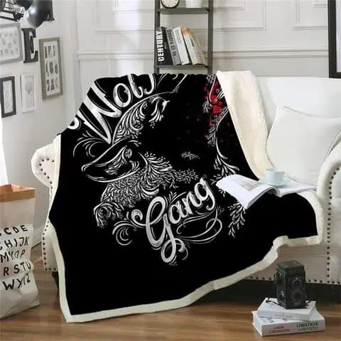 PLAID LOUP ALPHA NOIR - 130x150cm