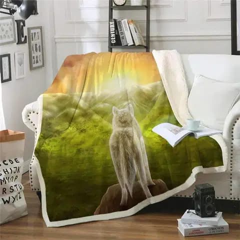 PLAID LOUP BÊTA BLANC - 228x228cm