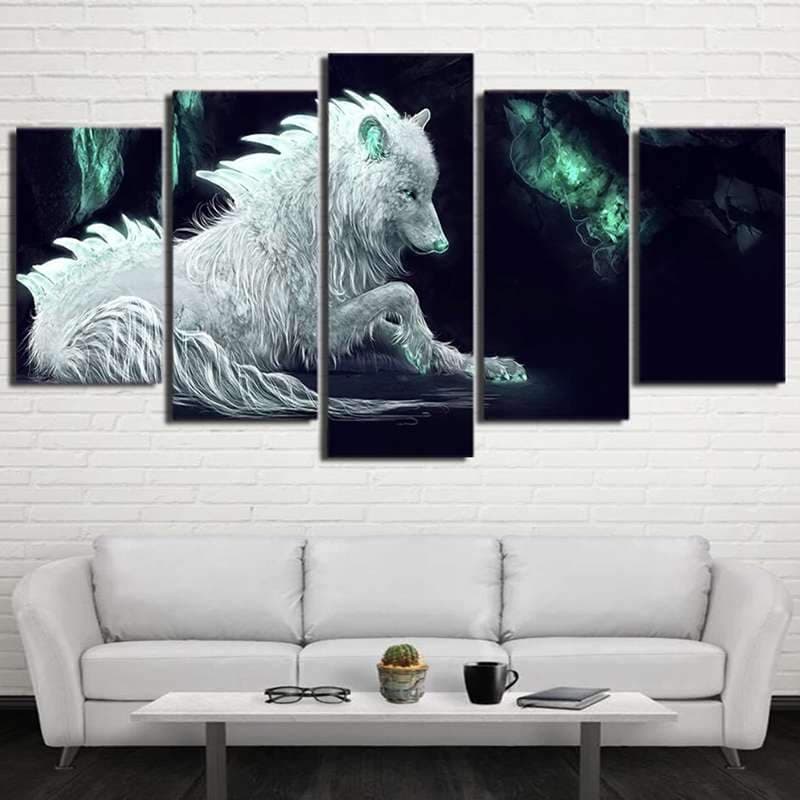 TABLEAU LOUP ABSTRAIT - 100x55cm - Avec cadre