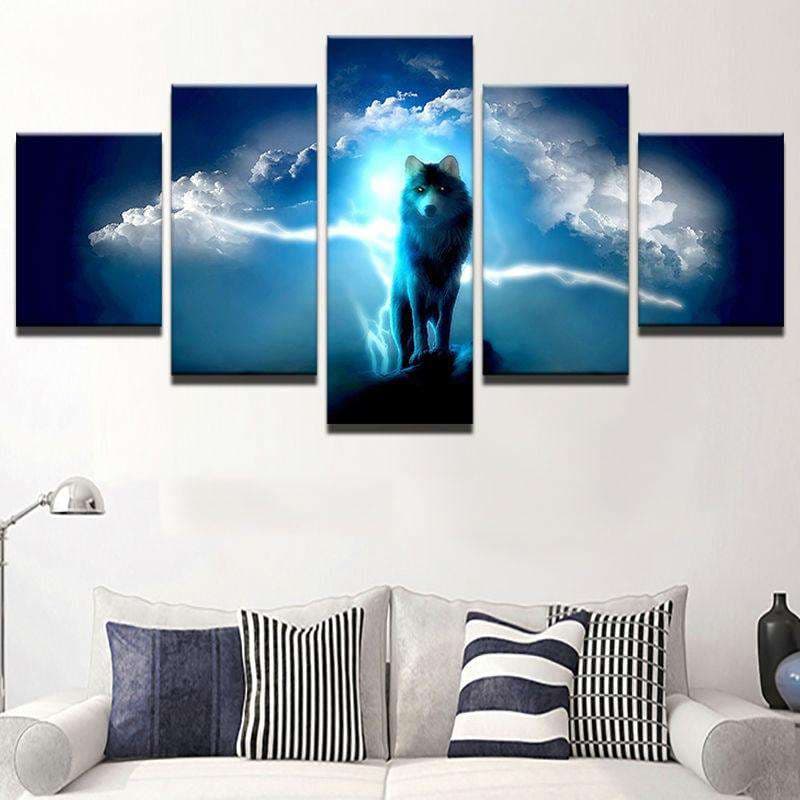 TABLEAU LOUP MAÎTRE CÉLESTE - 100x55cm - Toile seulement