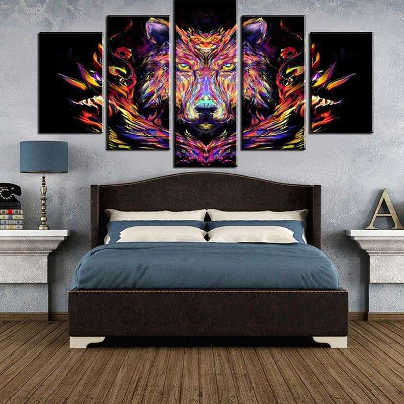 TABLEAU LOUP TORNADE D'ÉMOTIONS - 150x80cm - Toile seulement