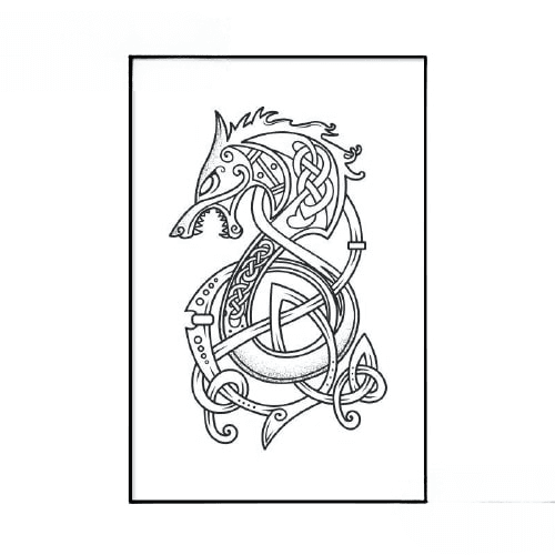Tableau Viking Dessin Fenrir - 40x50cm