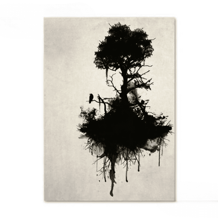Tableau Viking Yggdrasil Noir - 60x85cm