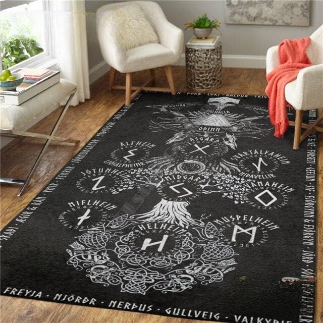 Tapis Dieux Vikings | Noir et Blanc - 150x240cm