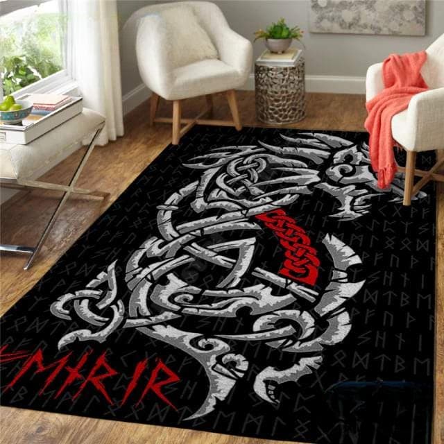 Tapis Viking Dragon | Noir et Rouge - 120x180cm