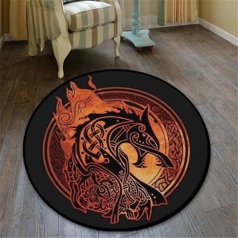 Tapis viking rond dragon - 60cm