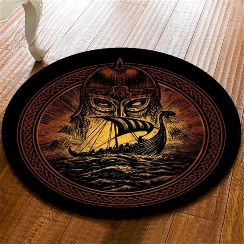 Tapis viking rond drakkar - 120cm