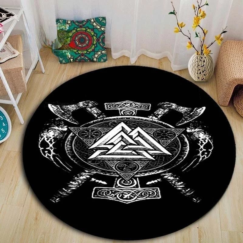 Tapis viking rond valknut - 120cm