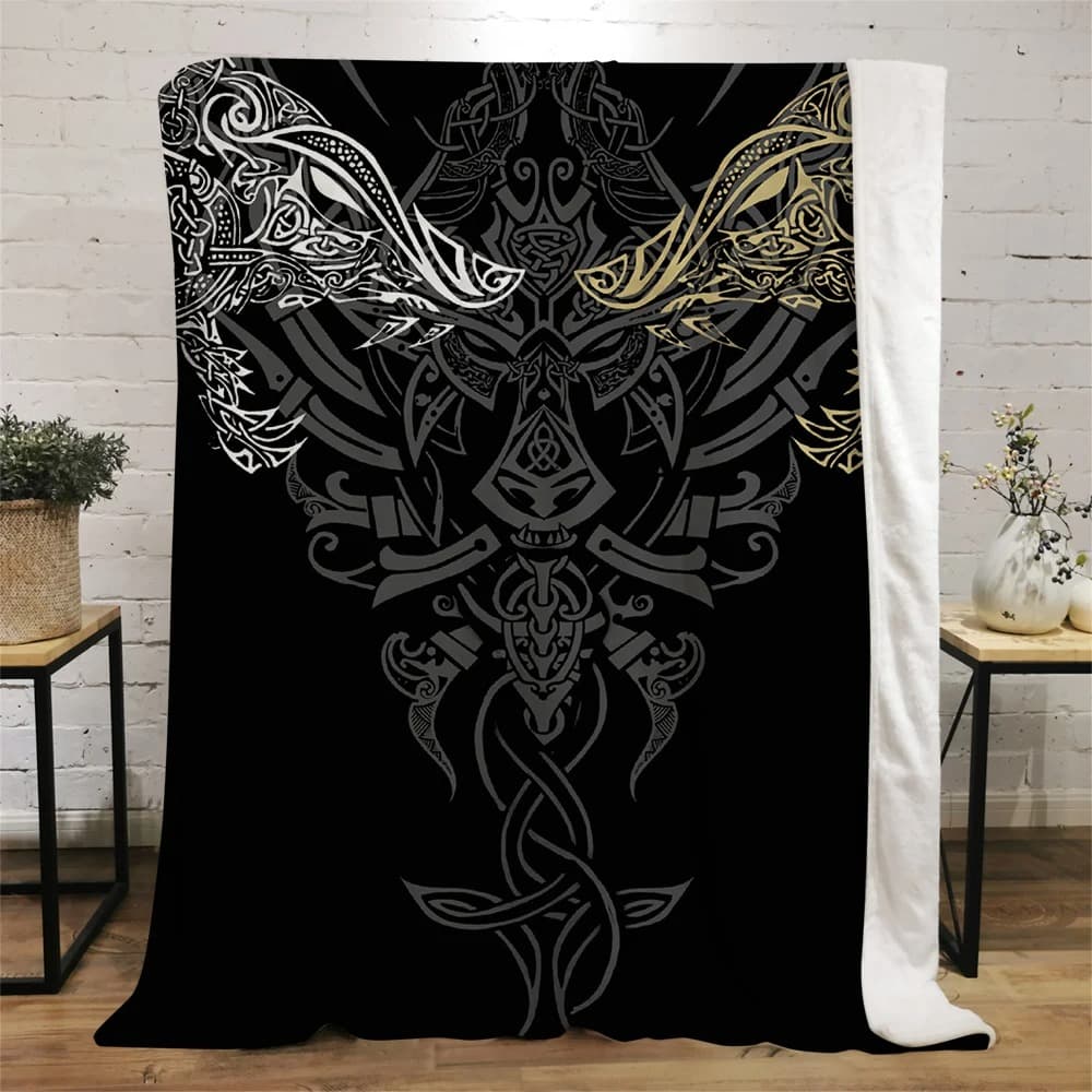 Plaid viking 3 loups - 130x150cm