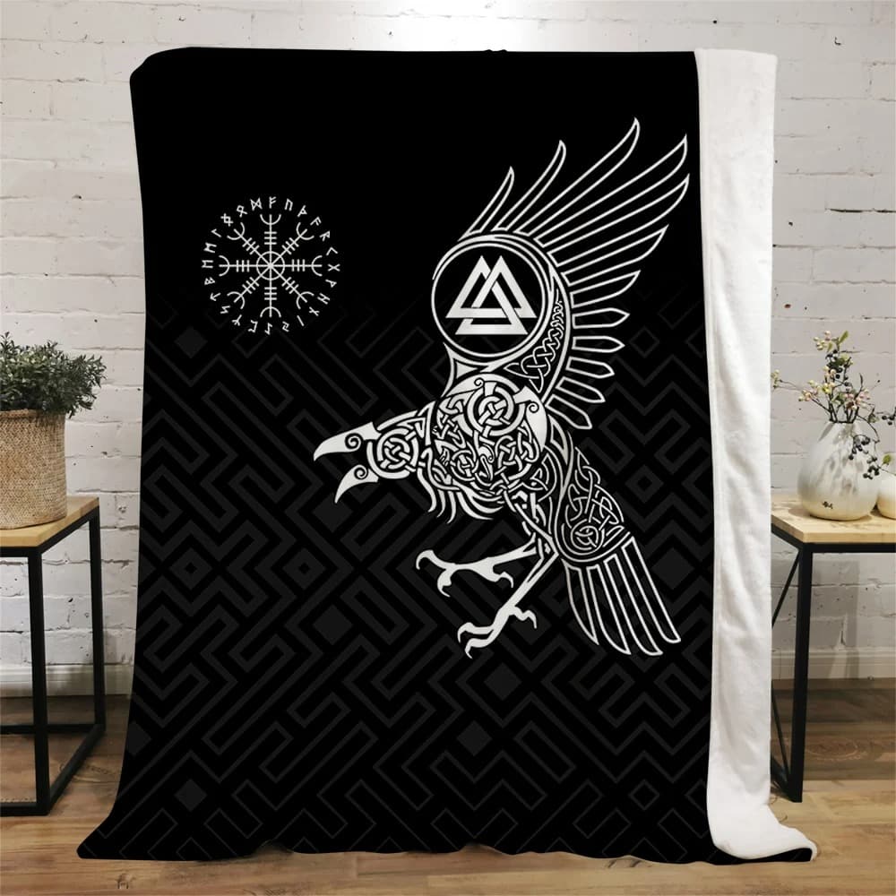 Plaid viking corbeau valknut - 200x200cm
