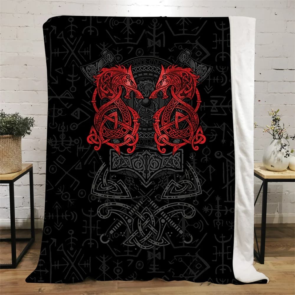 Plaid viking drangon rouge - 220x240cm