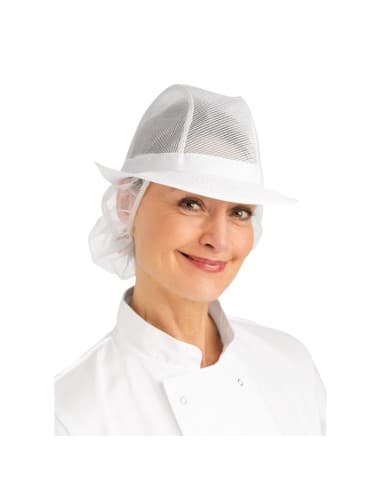 Chapeau Trilby blanc avec résille M