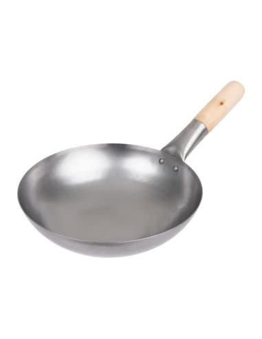 Wok fond plat en acier doux Vogue 254mm