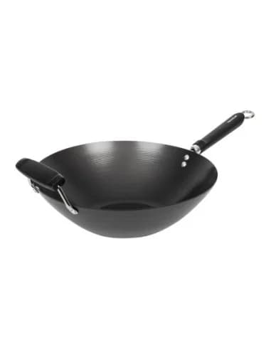 Wok antiadhésif fond plat 35cm