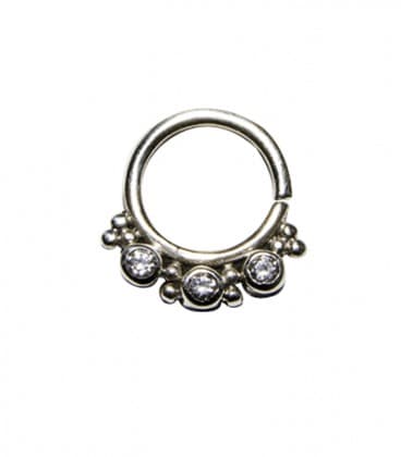 SEPTUM  N° 60 - ARGENT- ZIRCONS TRANSPARENTS  -1,2mm   ***SOLDE !!
