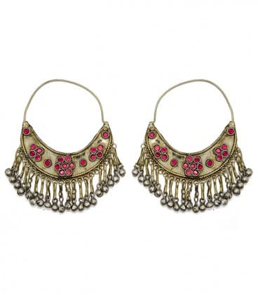 BOUCLES D'OREILLES ANCIENNES TRIBALES( AFGANISTAN) PAIRE UNIQUE