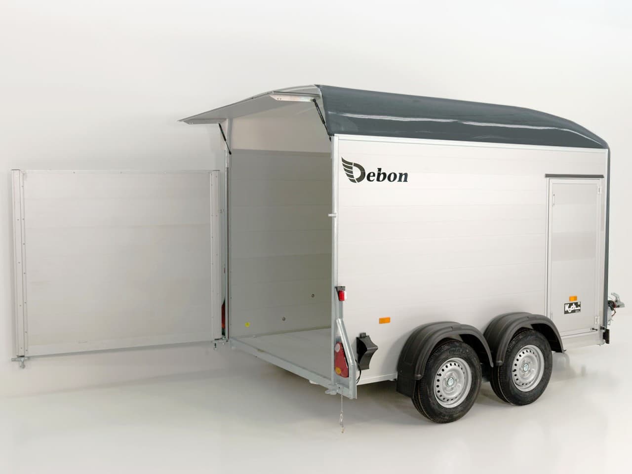 Debon Kofferanhänger C500 164x300cm H:200cm 2,0t|Alu|Polybug|Tür|grau-Neu