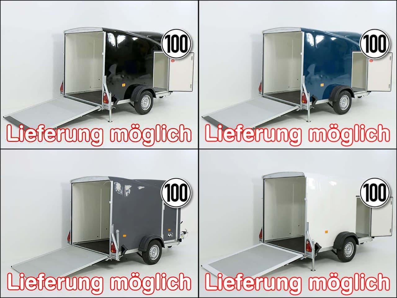 Debon Kofferanhänger Cargo 1300 Vollpoly 150x290cm H:160cm|Tür-Neu