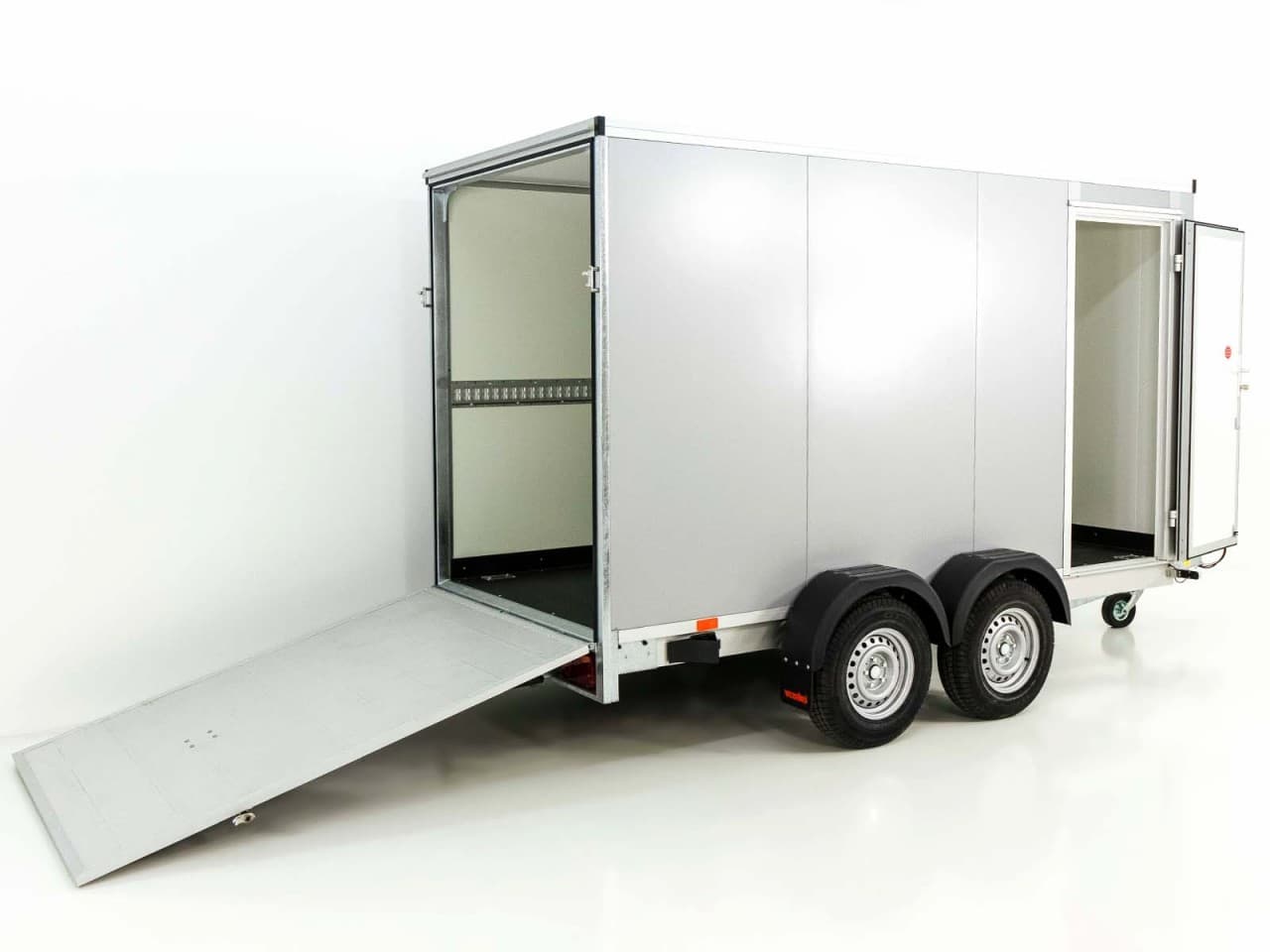 Vezeko Kofferanhänger 152x355cm Höhe:193cm 2,7t|Tür|Rampe|silber-Neu