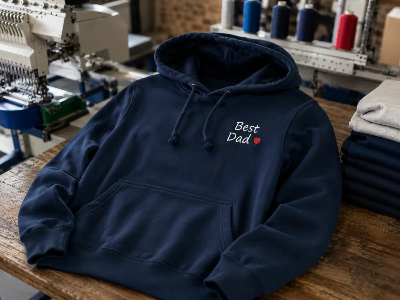 Sweat à Capuche Personnalisé Brodé Best Dad avec Cœur