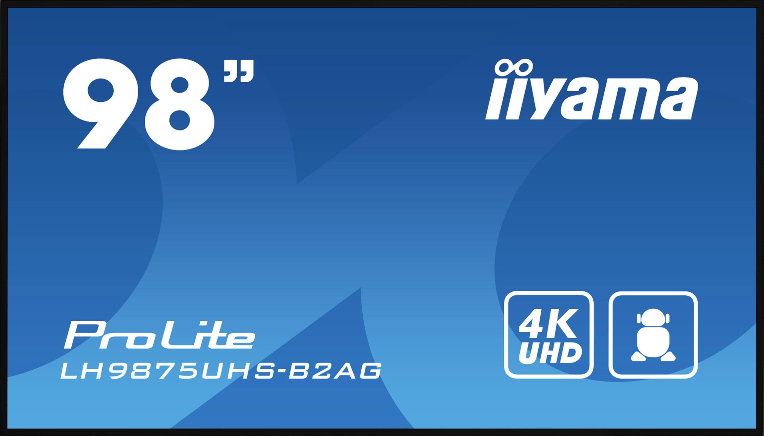 Iiyama 98" 3840x2160, UHD IPS panel, Haze 25%, Digital Signage Display EEK: F (A - G) 247.7 cm 97.5 Zoll 3840 x 2160 Pix