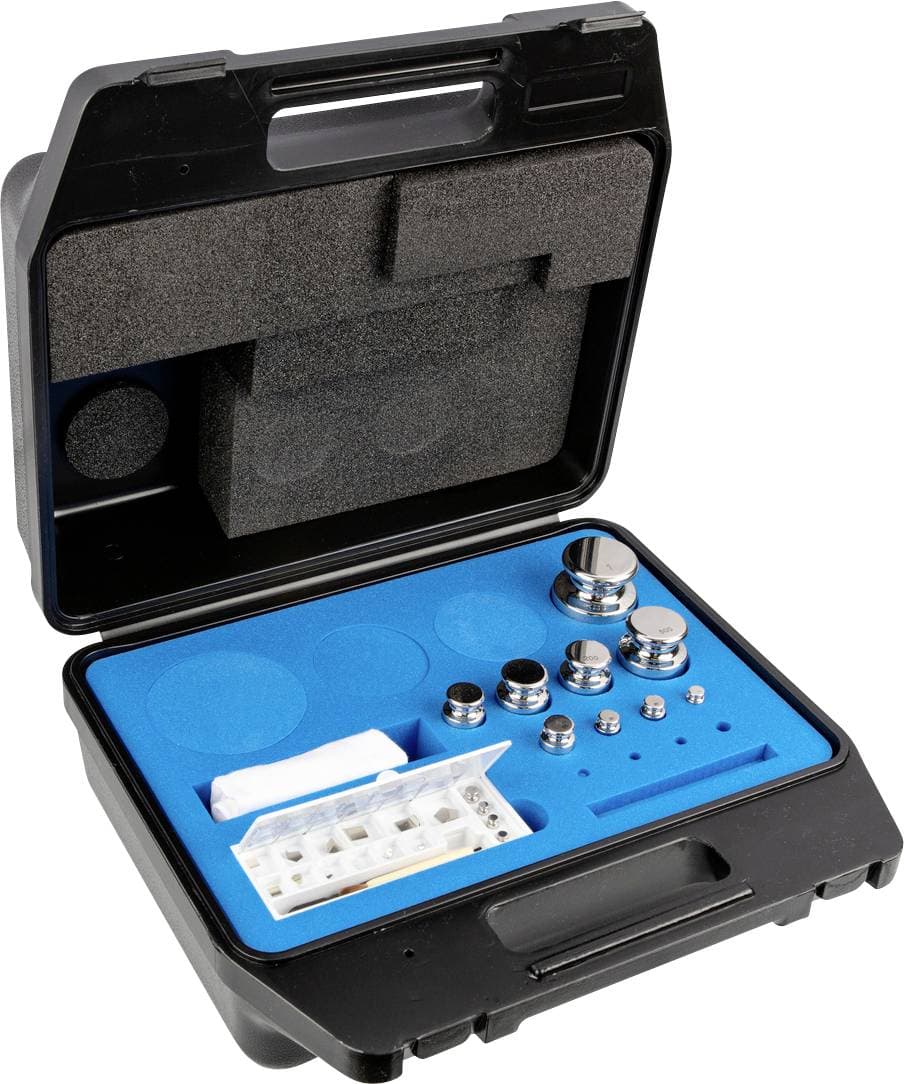Kern 303-064 Gewichtssatz, E1, 1 mg - 1 kg, Knopf, Edelstahl poliert, im Kunststoffkoffer