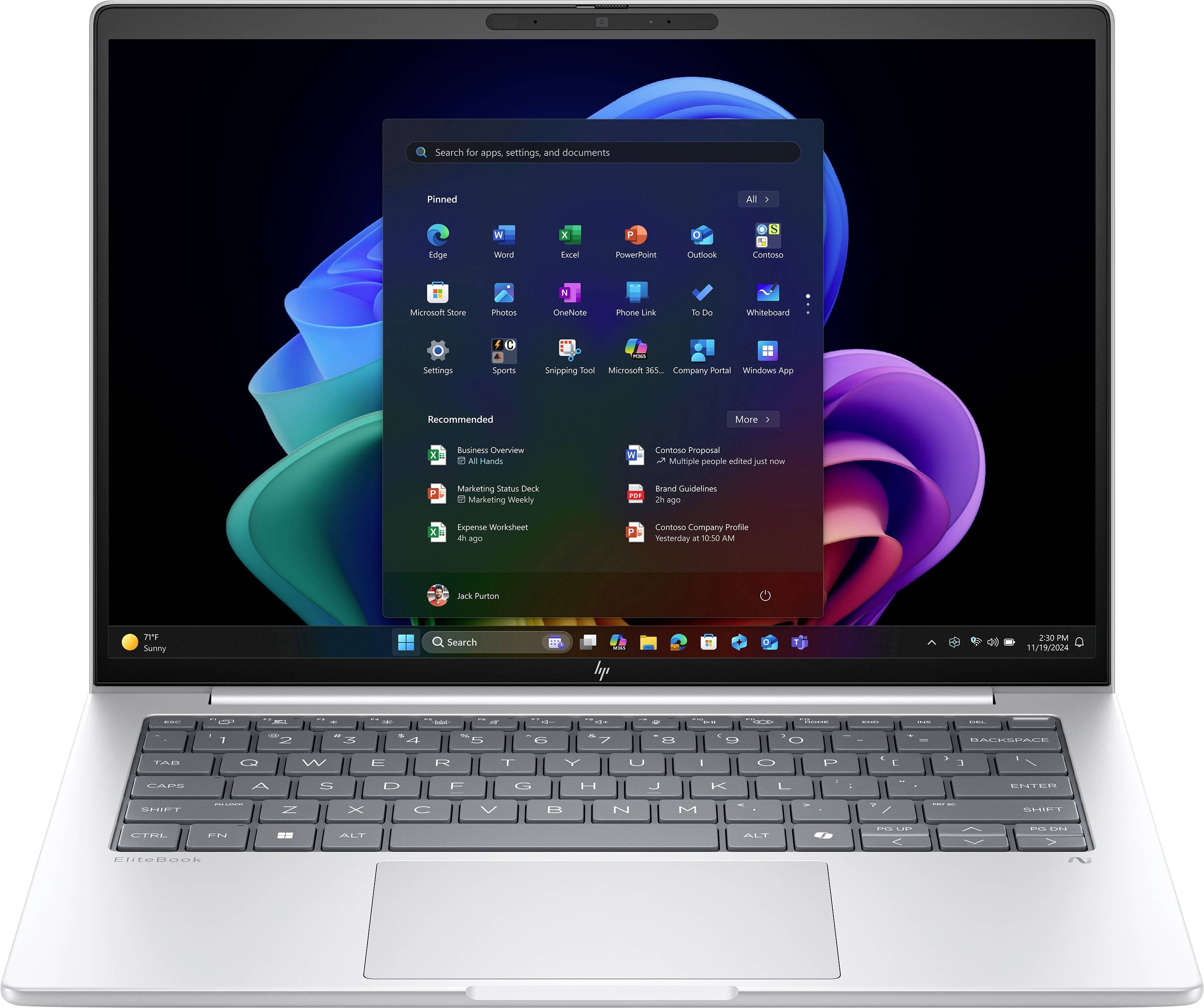 HP Notebook EliteBook 8 G1a 35.6 cm (14 Zoll) WUXGA AMD Ryzen 7 250 64 GB RAM 1 TB SSD Deutsch, QWERTZ Silber AD3F2ET