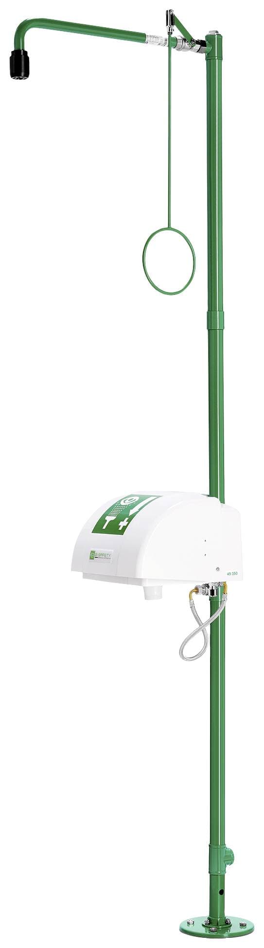 B-SAFETY BR838085 ClassicLine Notdusche mit Augendusche, 2 Brauseköpfe, Auffangbecken, Abdeckung Stand