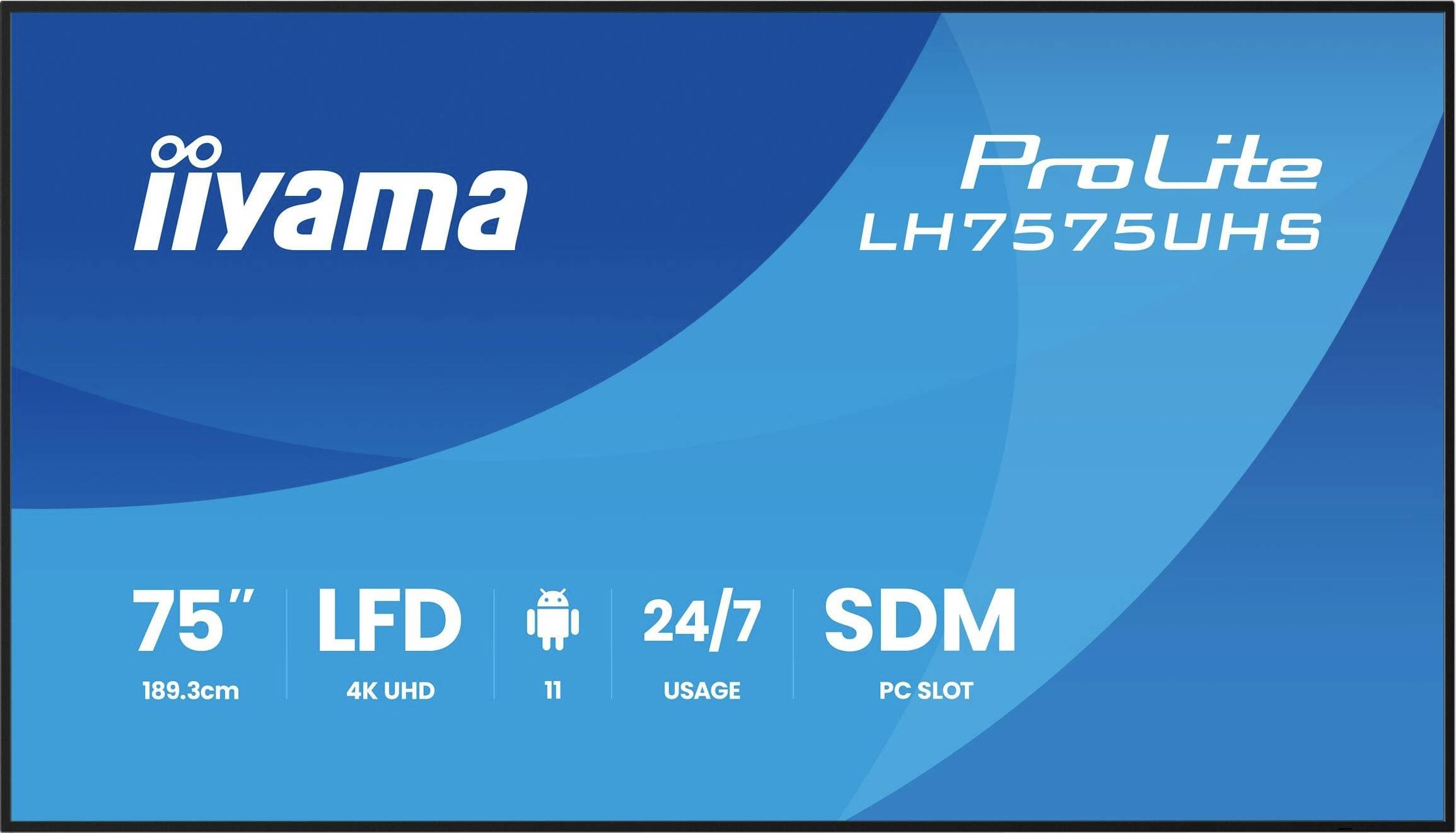 Iiyama LH7575UHS-B2AG Digital Signage Display EEK: G (A - G) 189.3 cm 75 Zoll 3840 x 2160 Pixel 24/7
