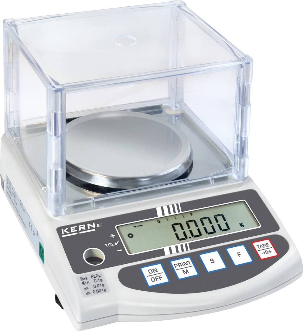 Kern EG 620-3NM Präzisionswaage Wägebereich (max.) 620 g Ablesbarkeit 0.001 g über Steckernetzteil Silber