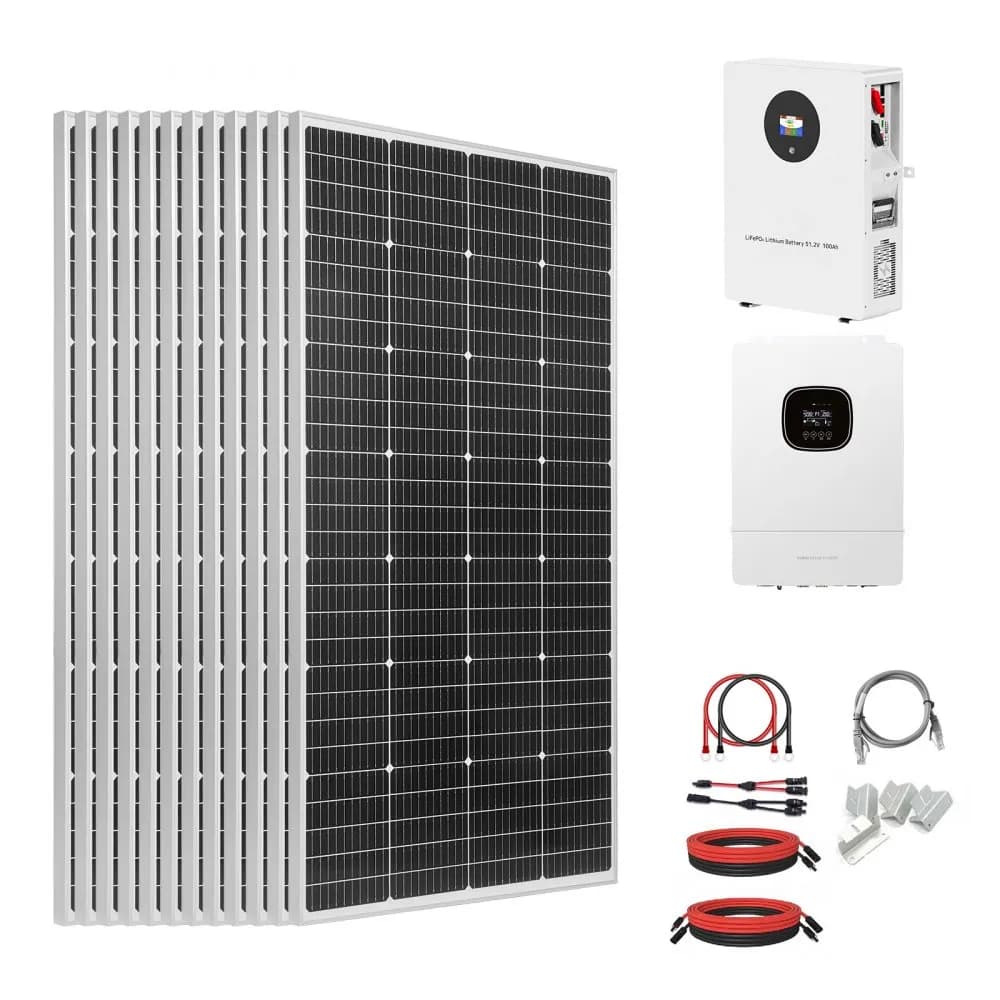 VEVOR Komplettes netzunabhängiges Solar-Kit 2400 W 48 V, mit 12 Solarmodulen