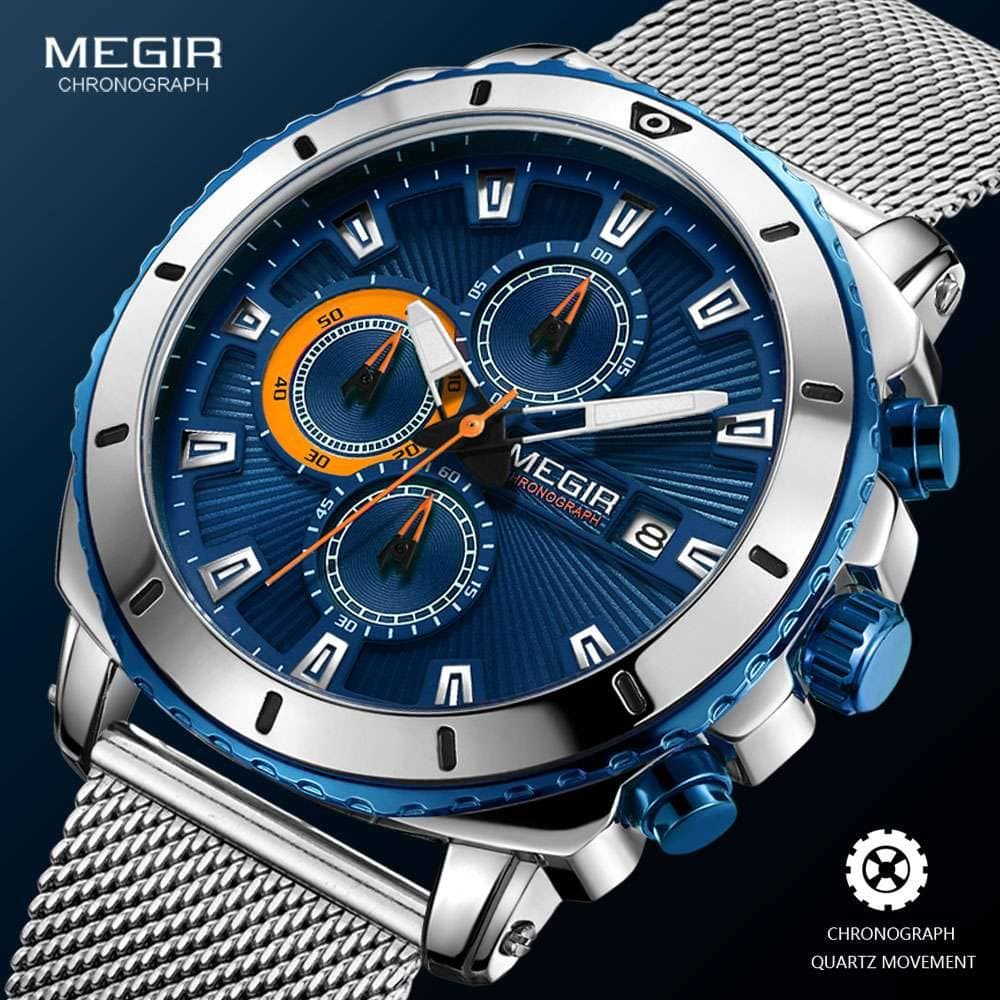 Megir MS2075G Quartz Watch MS2075G-Blue-Mesh