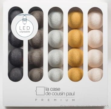 LA CASE DE COUSIN PAUL - Coffret Premium Thelonious - Guirlande lumineuse - ivoire, moutarde, perle, anthracite, graphite