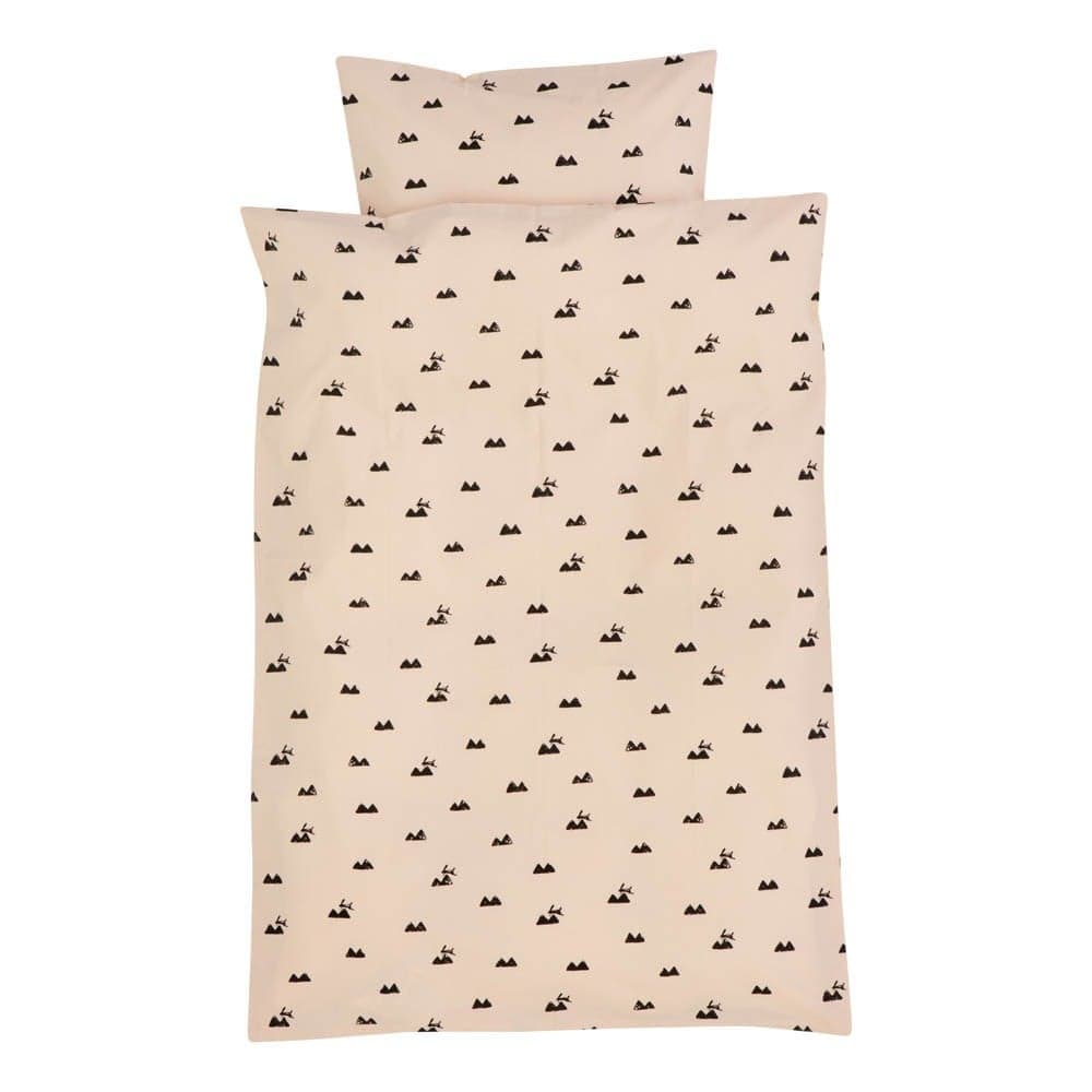 FERM LIVING - Housse de couette et taie 100x140 - Lapin Rose/Ecru