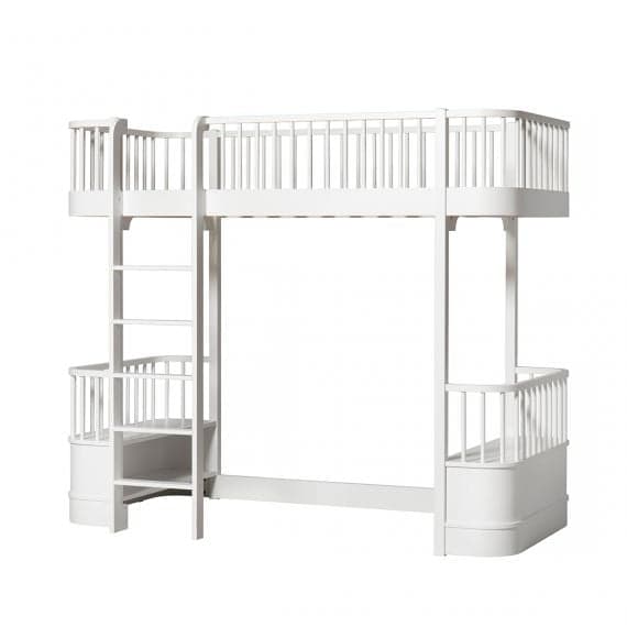 Oliver Furniture - Lit Mezzanine avec 2 bancs 90x200 cm - Blanc