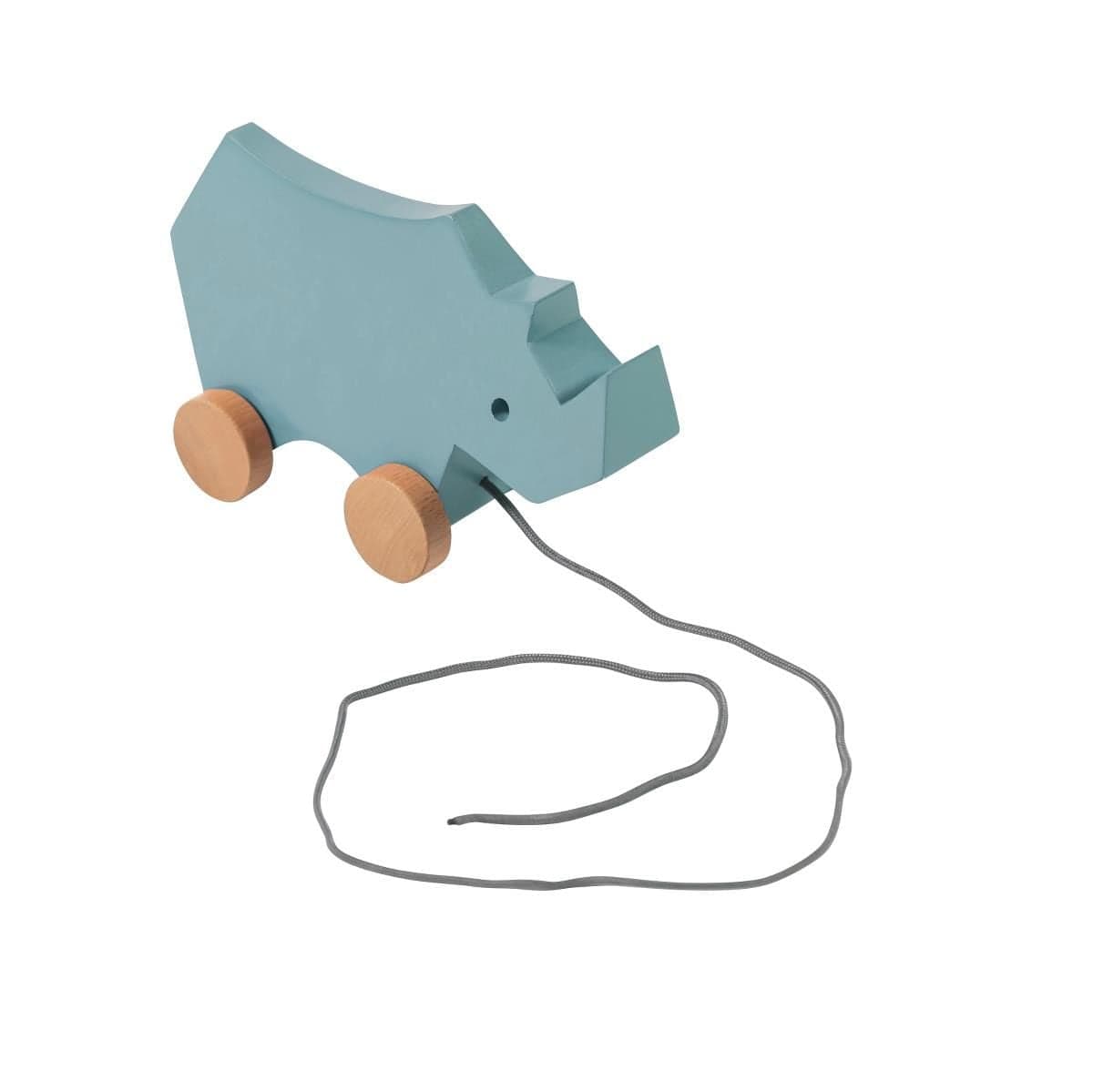 SEBRA - Jouet à tirer Rhino - Bleu